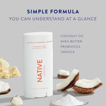 Native Deodorant | Natural Deodorant for Men, Aluminum Free with Baking Soda, Probiotics, Coconut Oil and Shea Butter | Citrus & Herbal Musk