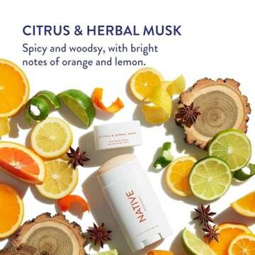 Native Deodorant | Natural Deodorant for Men, Aluminum Free with Baking Soda, Probiotics, Coconut Oil and Shea Butter | Citrus & Herbal Musk