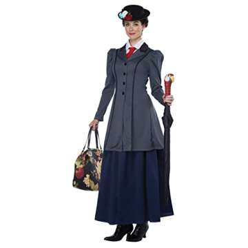 California Costumes Women's English Nanny - Adult Costume Adult Costume, Gray/Navy, Small
