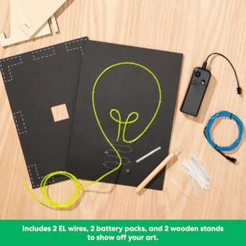 KiwiCo Light-Up Wire Art Kit - DIY Electroluminescent Signs, Fun Educational Science Craft for Kids ...