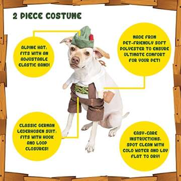 Pet Krewe Small German Oktoberfest Dog Costume - Barktoberfest Halloween Dog Costume - Perfect for Christmas Holiday, Halloween, Parties, Photoshoots, Gifts for Dog Lovers