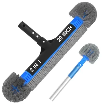 TidyMister 20'' 2 in 1 Pool Brush Head Cobweb Duster Heavy Duty Pool Cleaning Detachable Round Brush...