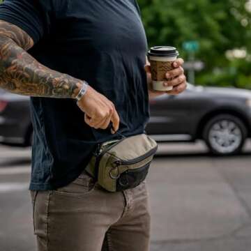 Eberlestock Bando Bag - Tactical Mens Fanny Pack w/Adjustable Waist Belt, Zippered Pockets, Compact Lightweight Belt Bag, Everyday Hip Pouch for Travel Outdoor Running Hunting, Black