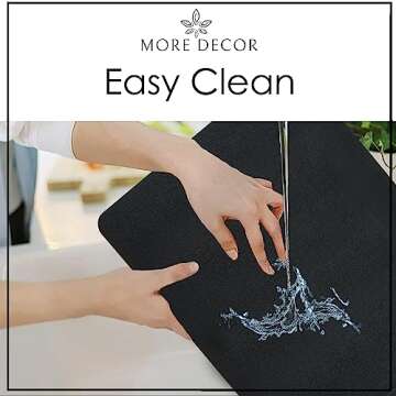 More Décor Faux Leather Placemats for Dining and Kitchen Table - Stain and Heat Resistant, Anti-Slip, Wipable and Washable - Set of 4 and 6 - Solid Colors (Solid Black, 4)