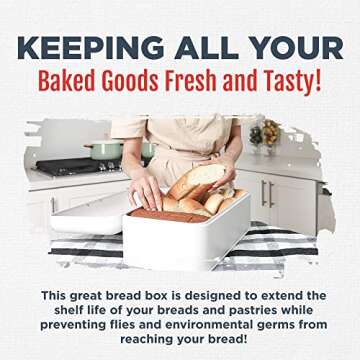 Culinary Couture Extra Large White Bread Box for Kitchen