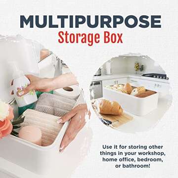 Culinary Couture Extra Large White Bread Box for Kitchen
