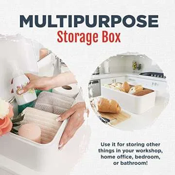 Culinary Couture Extra Large White Bread Box for Kitchen