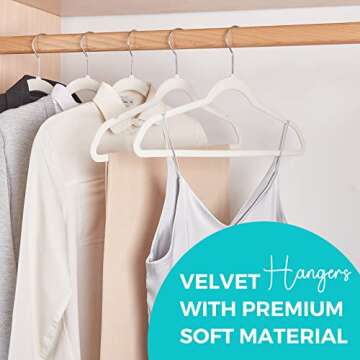 HOUSE DAY Premium Velvet Hangers, Non-Slip Thin Flocked Felt Hangers, Sturdy Clothes Hangers Heavy D...