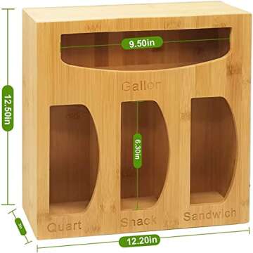 Bamboo Ziplock Bag Organizer - Elegant Kitchen Storage Box