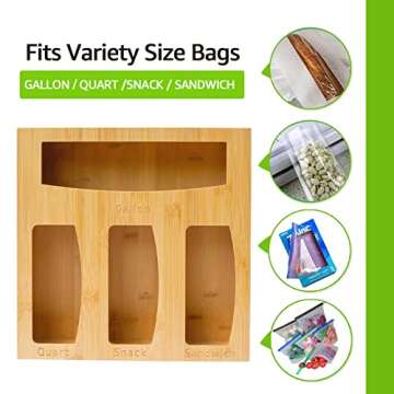 Bamboo Ziplock Bag Organizer - Elegant Kitchen Storage Box