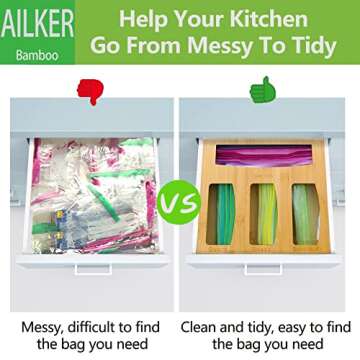 Bamboo Ziplock Bag Organizer - Elegant Kitchen Storage Box