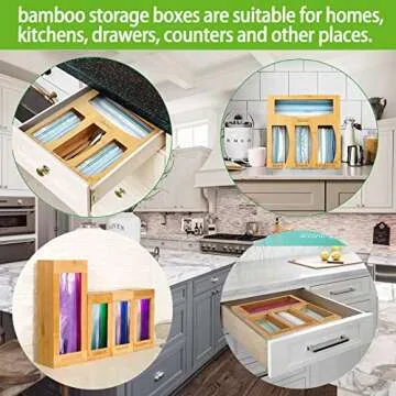 Bamboo Ziplock Bag Organizer - Elegant Kitchen Storage Box