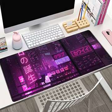 Purple Gaming Mousepad XXL - Stylish Anime Desk Mat