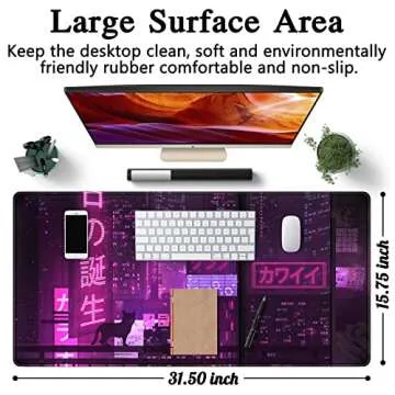 Purple Gaming Mousepad XXL - Stylish Anime Desk Mat
