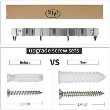 Piyl Broom Mop Holder Wall Mount Broom Hanger Wall Mounted Metal Organization Garage Storage Garden Kitchen Tool Organizer With 4 Racks and 5 Hooks (Silver, 1 Pack 3R4H)…