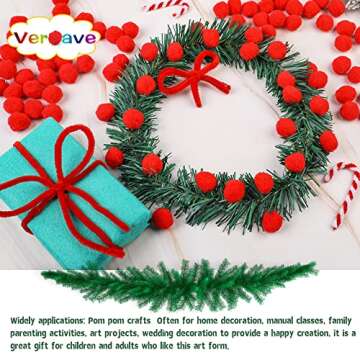 Veroave 150 Pieces Pom Poms 1 Inch Red,Small Pom Poms for Crafts, Puff Balls,Arts and Crafts Pom Poms Balls for DIY Art Creative Crafts Decorations