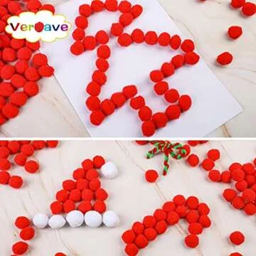 Veroave 150 Pieces Pom Poms 1 Inch Red,Small Pom Poms for Crafts, Puff Balls,Arts and Crafts Pom Poms Balls for DIY Art Creative Crafts Decorations