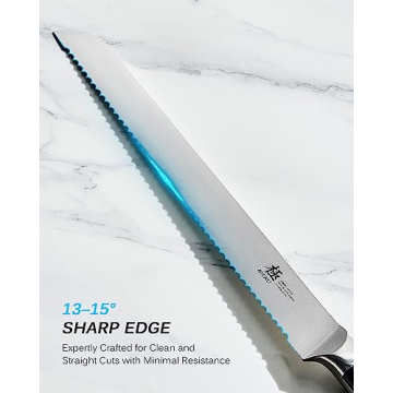 KYOKU 10" Samurai Series Bread Knife with Pakkawood Handle