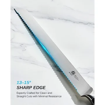 KYOKU 10" Samurai Series Bread Knife with Pakkawood Handle