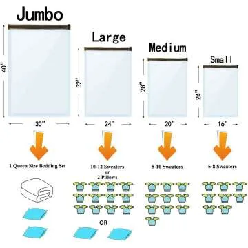 Jumbo Vacuum Storage Bags with Pump for Easy Compression