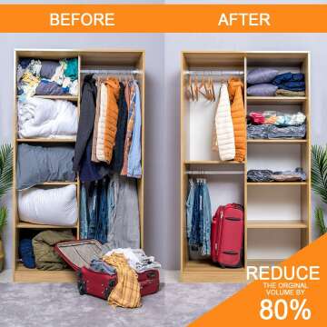 Jumbo Vacuum Storage Bags with Pump for Easy Compression