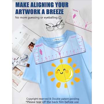 Tshirt Ruler Guide Vinyl Alignment Tool - Sublimation Accessories, T Shirt rulers to Center Designs,...