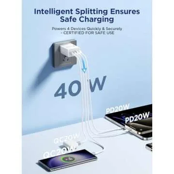 Aioneus USB C Charger Block - 40W 4-Port Fast Charging Adapter