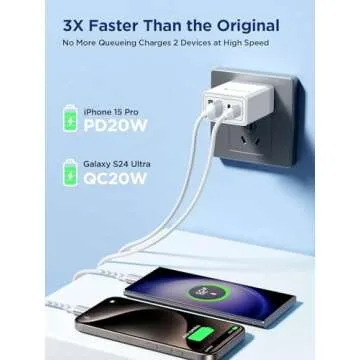 Fast 4-Port USB C Charger Block for Multiple Devices