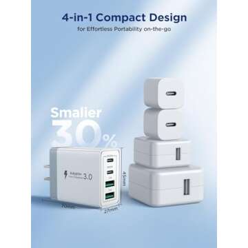 USB C Charger Block, 40W 4-Port Fast Charger 20W Type C Charging Block 3.1A USB Wall Charger Dual Port PD+QC Charging Cube for iPhone 16 15 14 13 12 11 Pro Max XS, iPad, Samsung Phone, Tablet