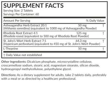 Futurebiotics Chill Pill + Ashwagandha, Rhodiola, St. John’s Wort, & L-Theanine - Non-GMO, 120 Vegetarian Tablets