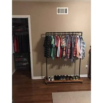 FOF FRIEND OF FAMILY Industrial Pipe Clothing Rack Garment Rack Pipeline Vintage Rolling Rack with Wheels Ballet Clothing Rack