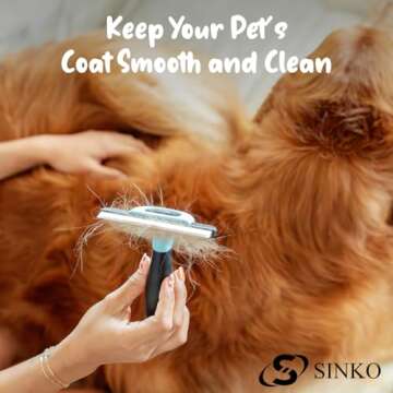 Sinko Deshedding Tool for Dogs & Cats, Pet Grooming Brush, Pet Deshedding Tool, Dog Brush for Sheddi...
