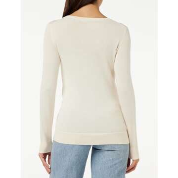 Lightweight Crewneck Sweater for Women in Pale Peach, Plus Size Available