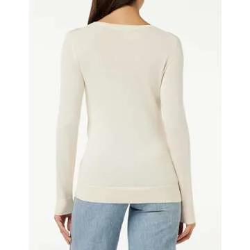 Lightweight Crewneck Sweater for Women in Pale Peach, Plus Size Available