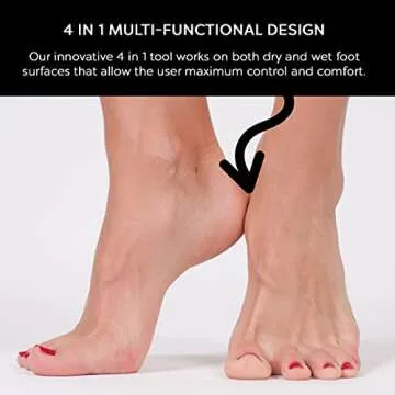4 in 1 The Pedi Care Stick 4 Sided Pedicure Paddle Metal File and Emery Board Tool with Pumice Stone for Feet by DreamCut