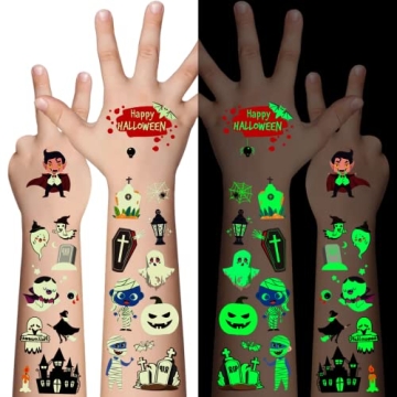 Awinmay Luminous Halloween Temporary Tattoos for Kids - 360 Pieces Halloween Glow In The Dark Tattoo...