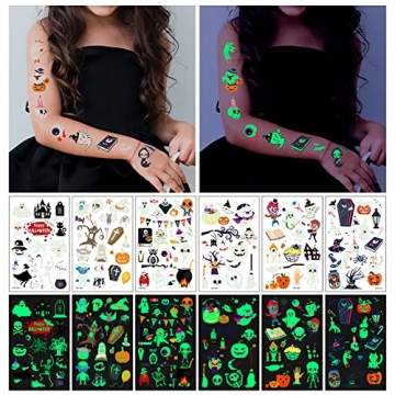 360 Halloween Luminous Temporary Tattoos for Kids