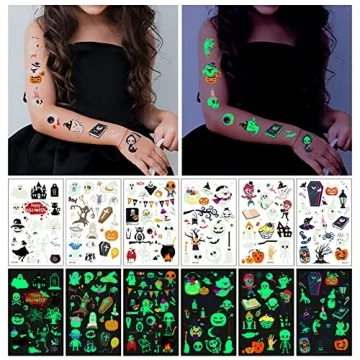 360 Halloween Luminous Temporary Tattoos for Kids