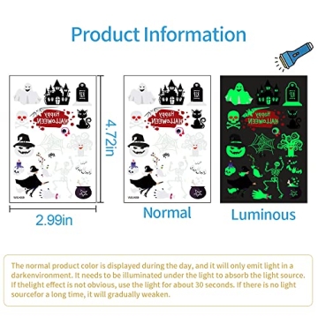 360 Halloween Luminous Temporary Tattoos for Kids