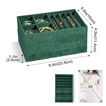 ProCase Stackable Jewelry Organizer Trays with Removable Dividers