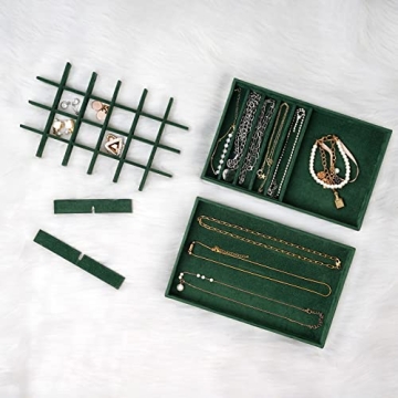 ProCase Stackable Jewelry Organizer Trays with Removable Dividers