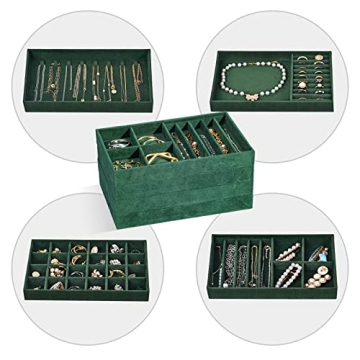 ProCase Stackable Jewelry Organizer Trays with Removable Dividers
