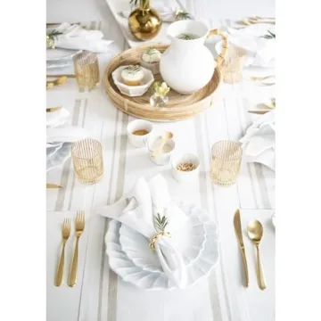 Solino Home Stripe Linen Table Runner – 108 inches Long