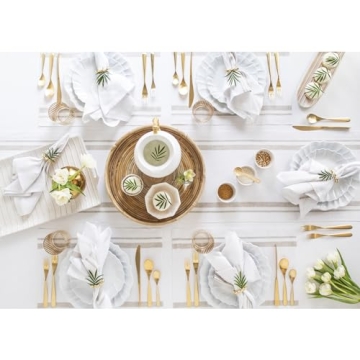 Solino Home Stripe Linen Table Runner – 108 inches Long