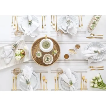 Solino Home Stripe Linen Table Runner – 108 inches Long