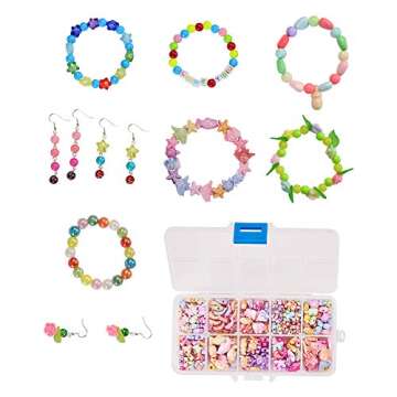 PH PandaHall 380pcs Acrylic Animal Beads Colorful Loose Beads Starfish Butterfly Fish Beads Dolphin Tortoise Elephant Rabbit Bear Frog Butterfly Beads for Bracelets Necklace Jewelry Making 10 Shapes