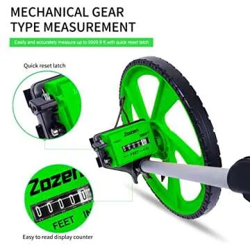Zozen Distance Measuring Wheel in Feet, Walking Measure Wheel, Rolling Measurement Up To 10,000Ft, D...