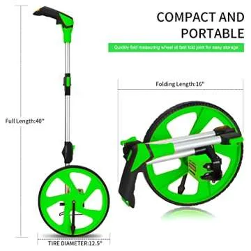 Zozen Distance Measuring Wheel in Feet, Walking Measure Wheel, Rolling Measurement Up To 10,000Ft, Double Collapsible | | One Key to Reset | Kickstand to Keep Stand, and Carrying Backpack.