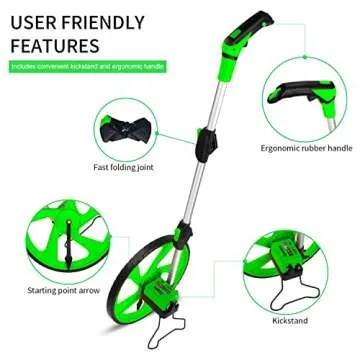 Zozen Distance Measuring Wheel in Feet, Walking Measure Wheel, Rolling Measurement Up To 10,000Ft, Double Collapsible | | One Key to Reset | Kickstand to Keep Stand, and Carrying Backpack.