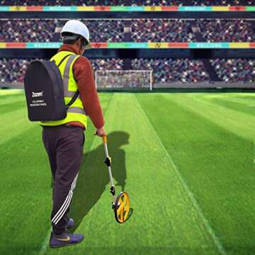 Zozen Distance Measuring Wheel in Feet, Walking Measure Wheel, Rolling Measurement Up To 10,000Ft, Double Collapsible | | One Key to Reset | Kickstand to Keep Stand, and Carrying Backpack.